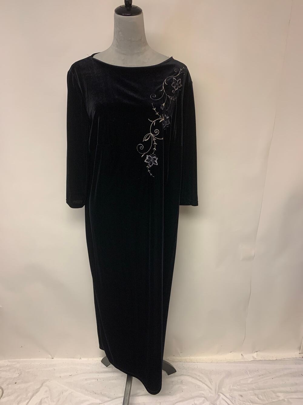 Danielle Casey Maxi Dress Velvet Vintage 90s Floral Holiday Womens SZ 14